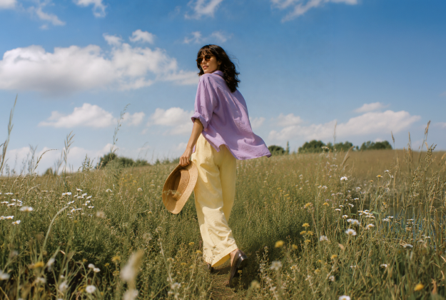 A grid of lookbook photographs from a summer fashion shoot